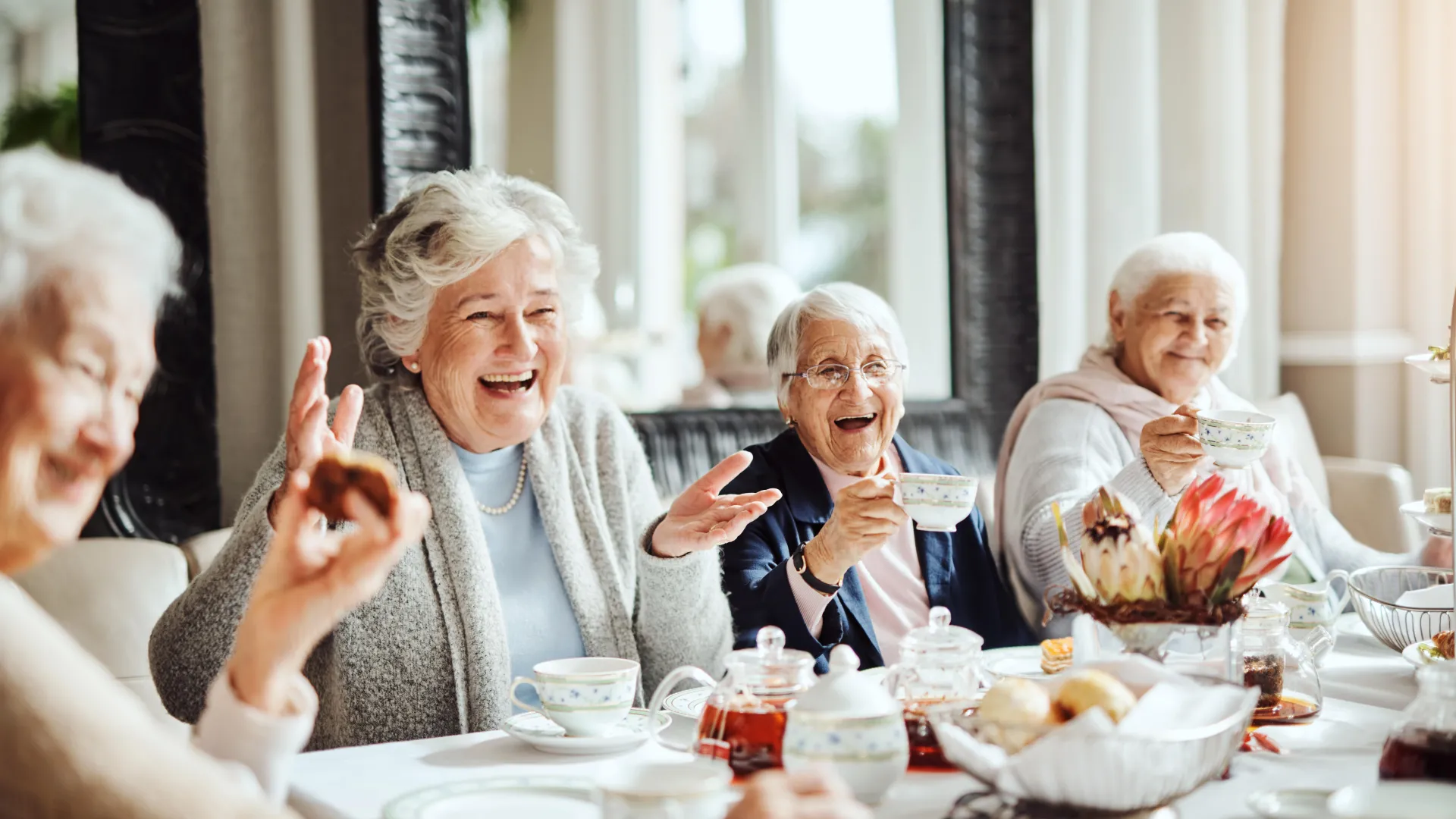 Group of women having afternoon tea