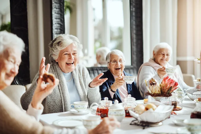 Group of women having afternoon tea
