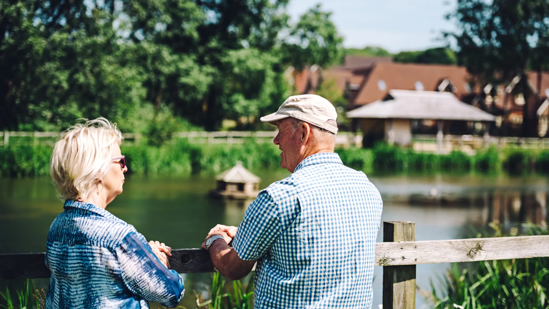 A man and women stood around Durrants lake