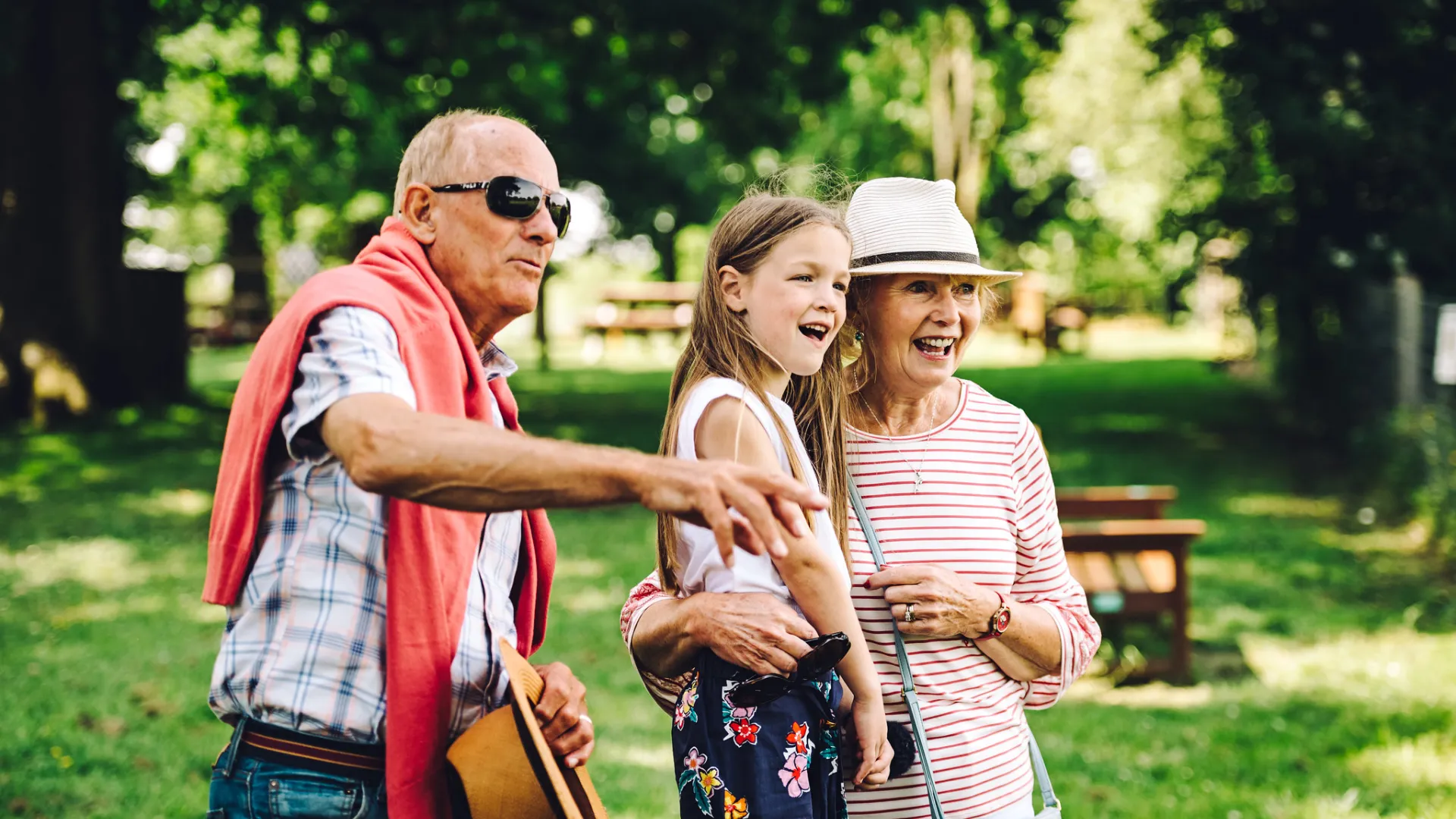 Grandparents with their grandchildren outdoors