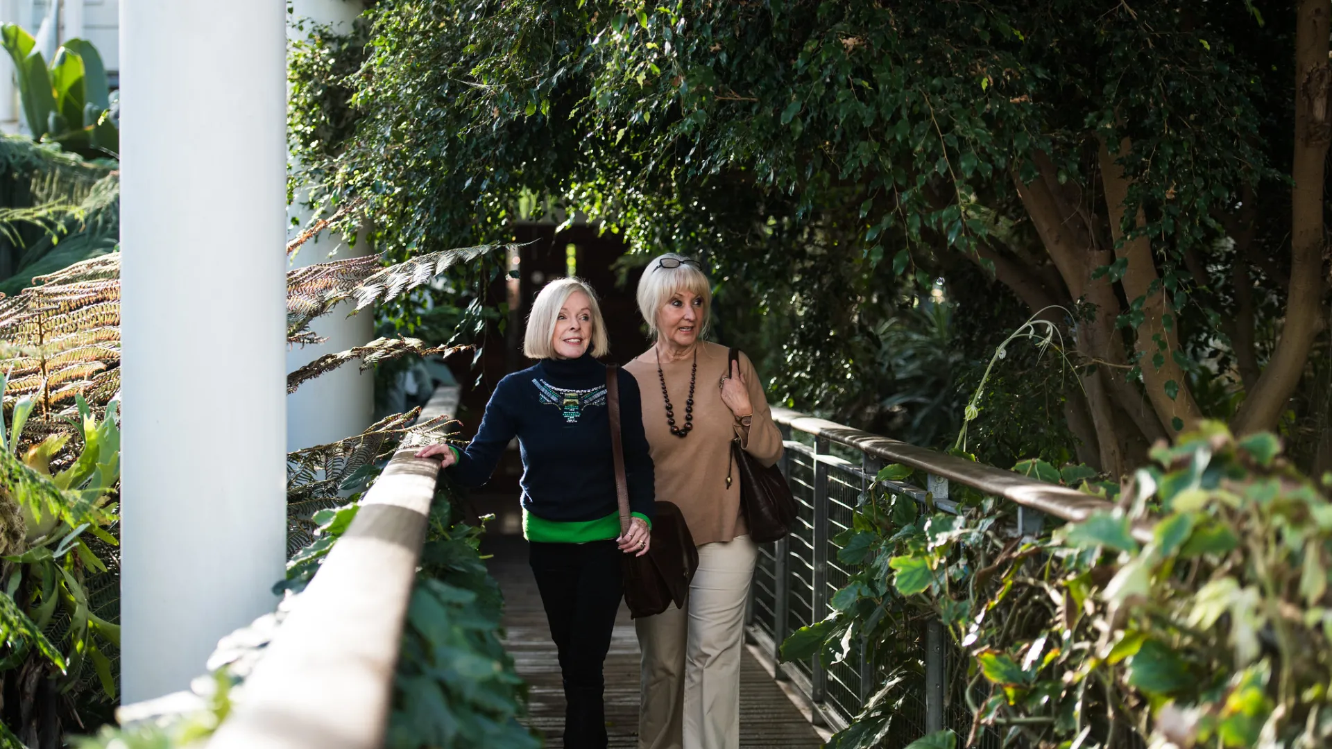 Two women walking in Warwick