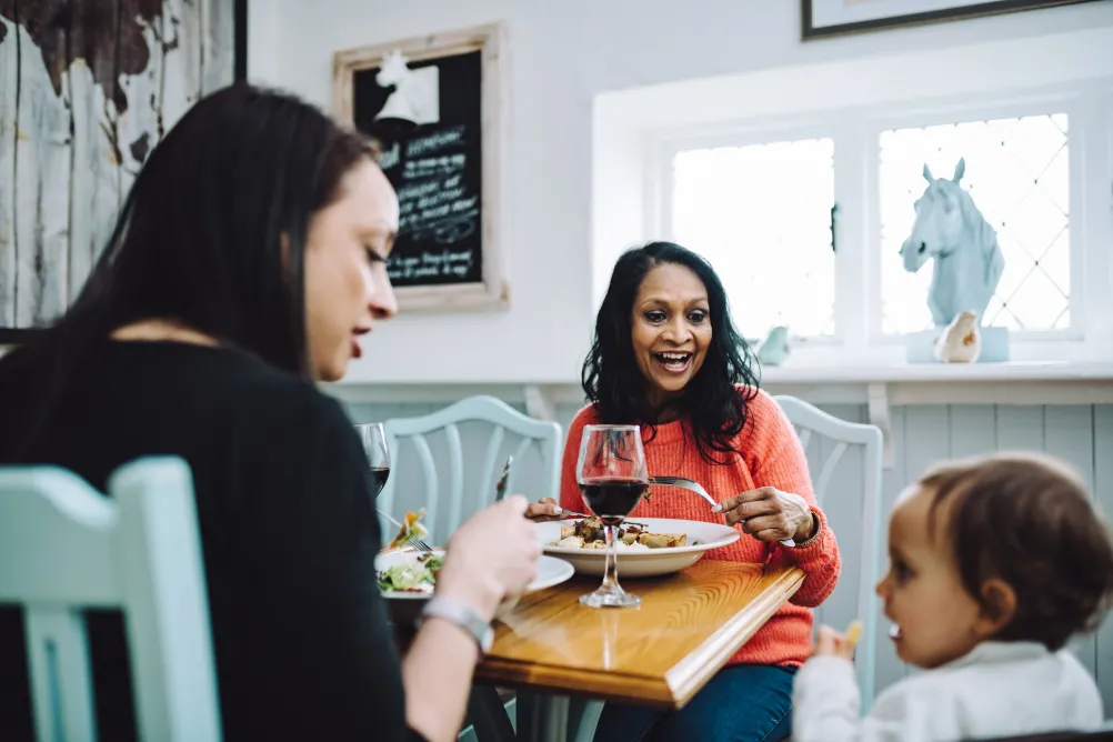 Family in restaraunts