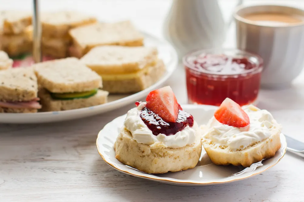 Scone with jam and cream