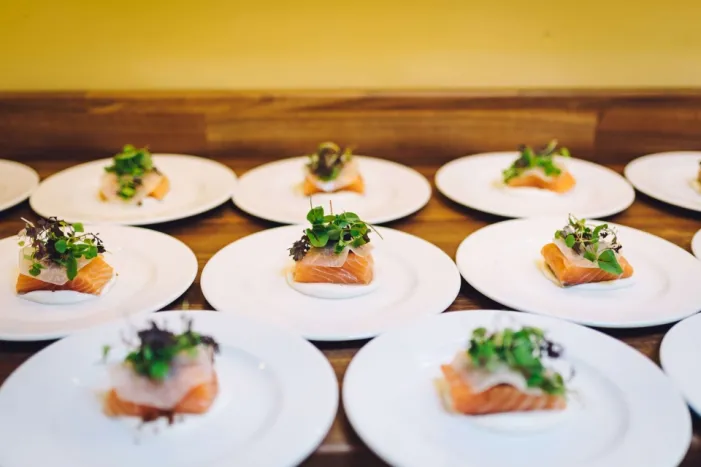 Plates of salmon 