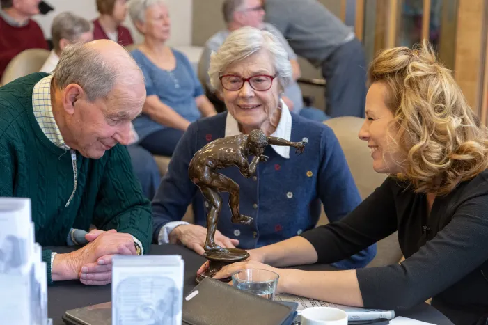 Christina Trevanion values a sculpture at Durrants Village