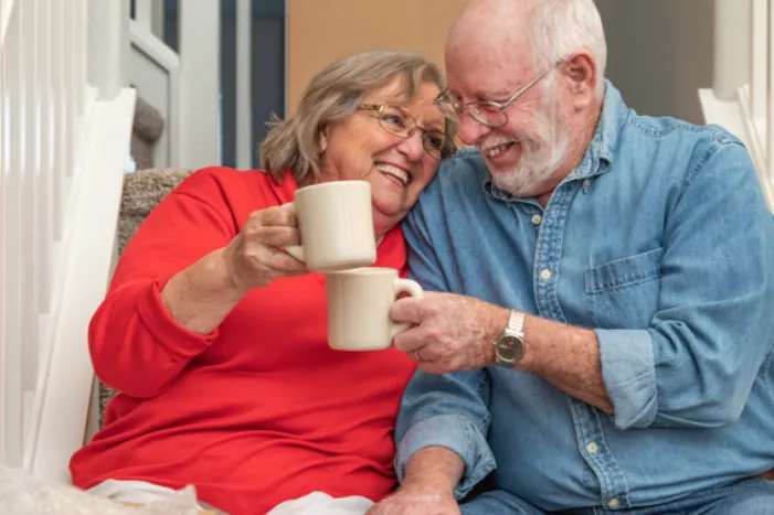 A couple having a cup of tea