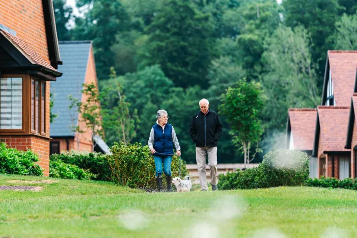 A couple walking at Great Alne Park