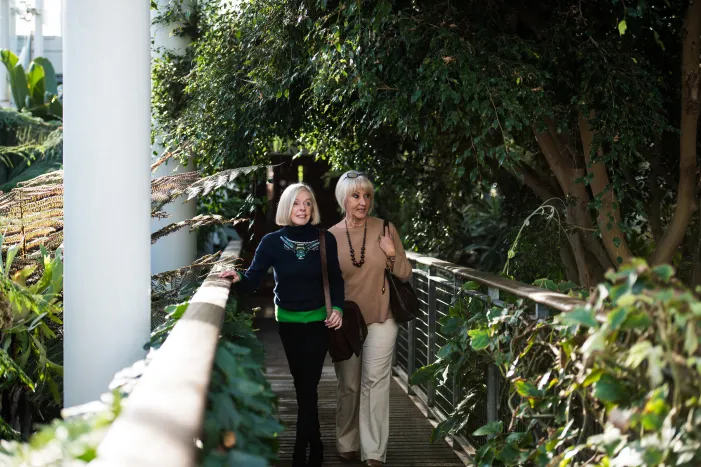 Two women walking in Warwick