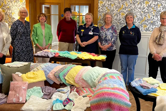 Residents at Great Alne Park knit nearly 100 items for the labour ward at local hospital